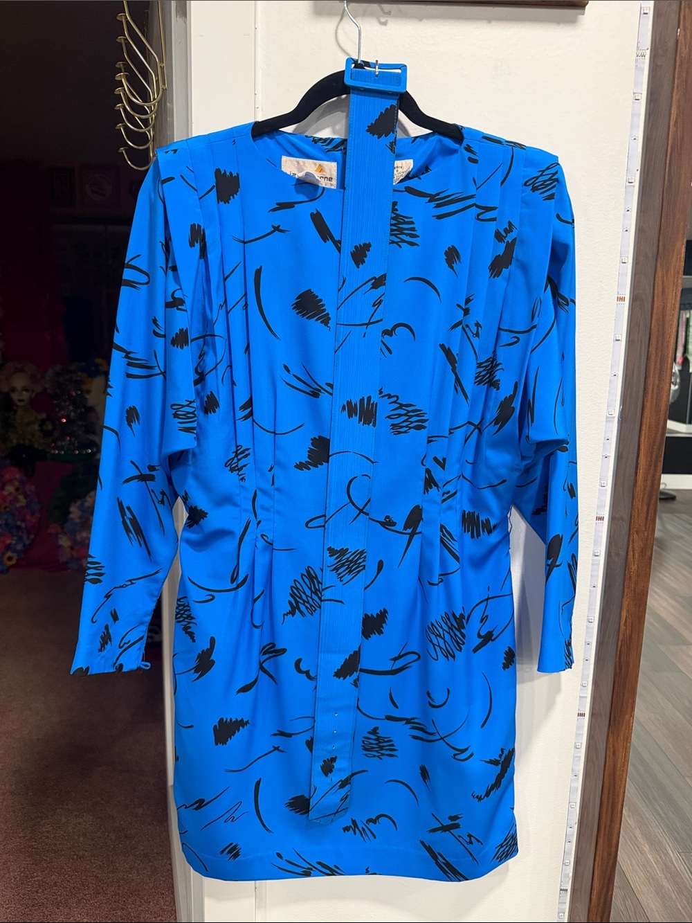 Liz Claiborne Bright Blue Long Sleeve Abstract Print Dress